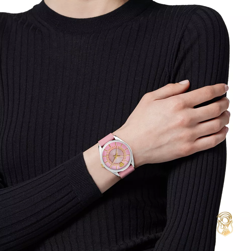 Versace V-Circle Grosgrain Pink Watch 36mm