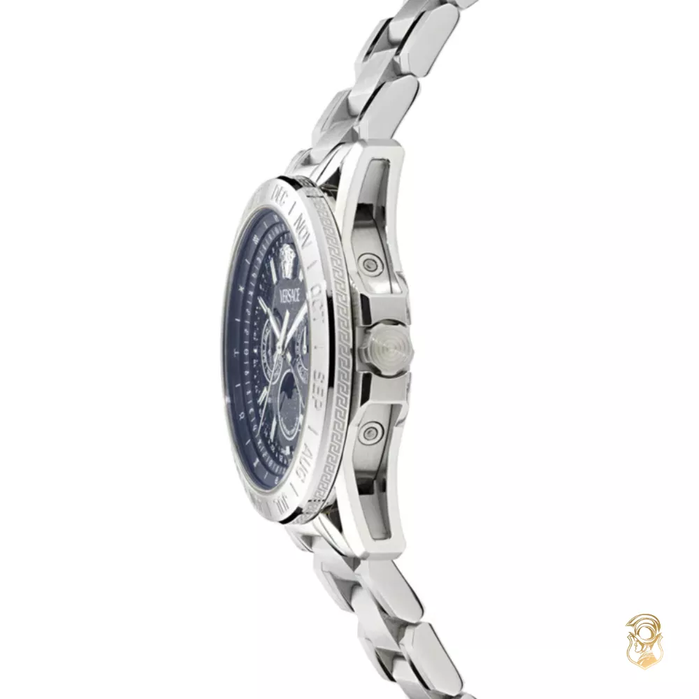 Versace V-Galaxy Moonphase Bracelet Blue Stone Watch 43mm