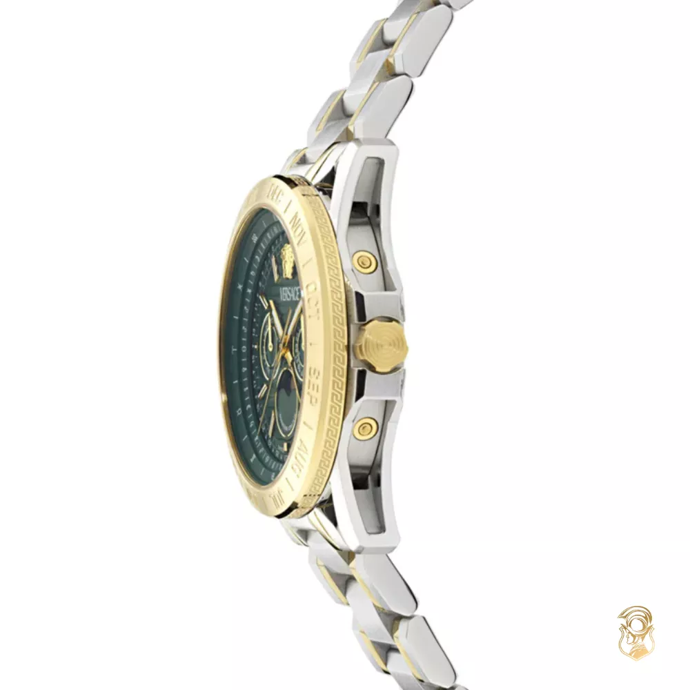 Versace V-Galaxy Moonphase Bracelet Green Watch 43mm