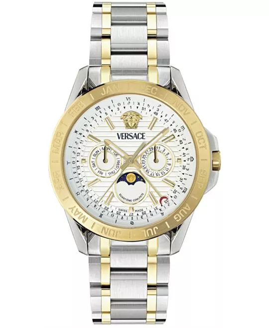 Versace V-Galaxy Moonphase Bracelet White Watch 43mm