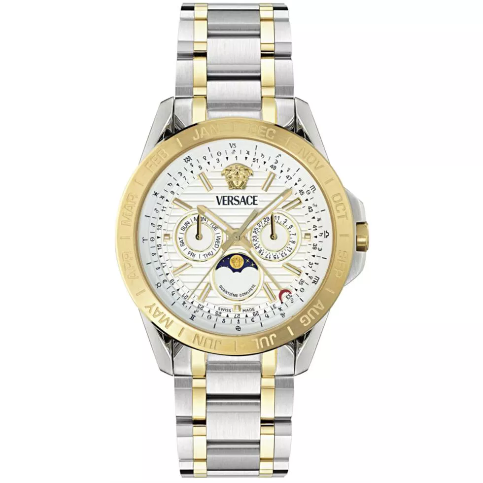 Versace V-Galaxy Moonphase Bracelet White Watch 43mm