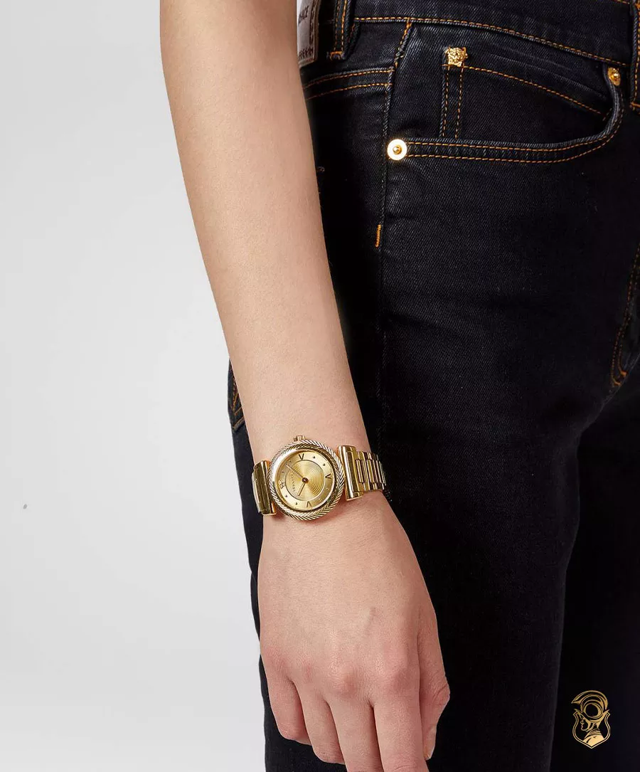Versace V-Motif Gold Watch 35mm