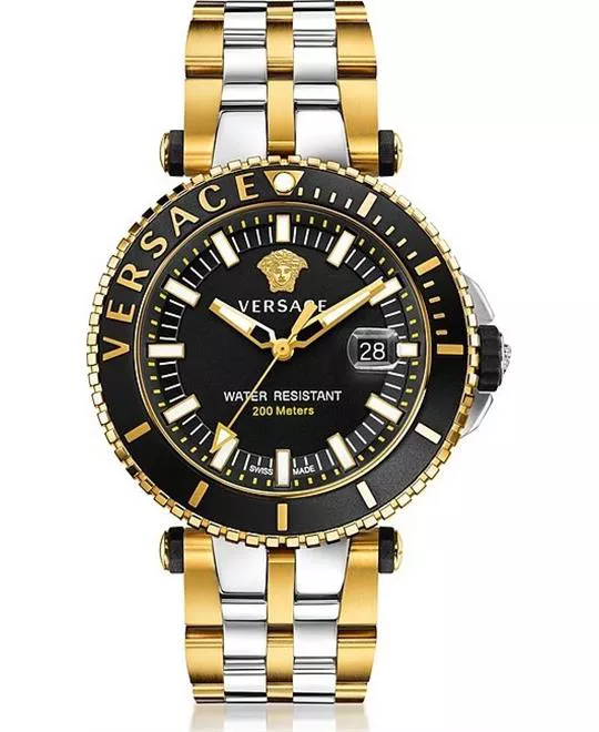 Versace V-Race Black Two Tone Watch 46mm