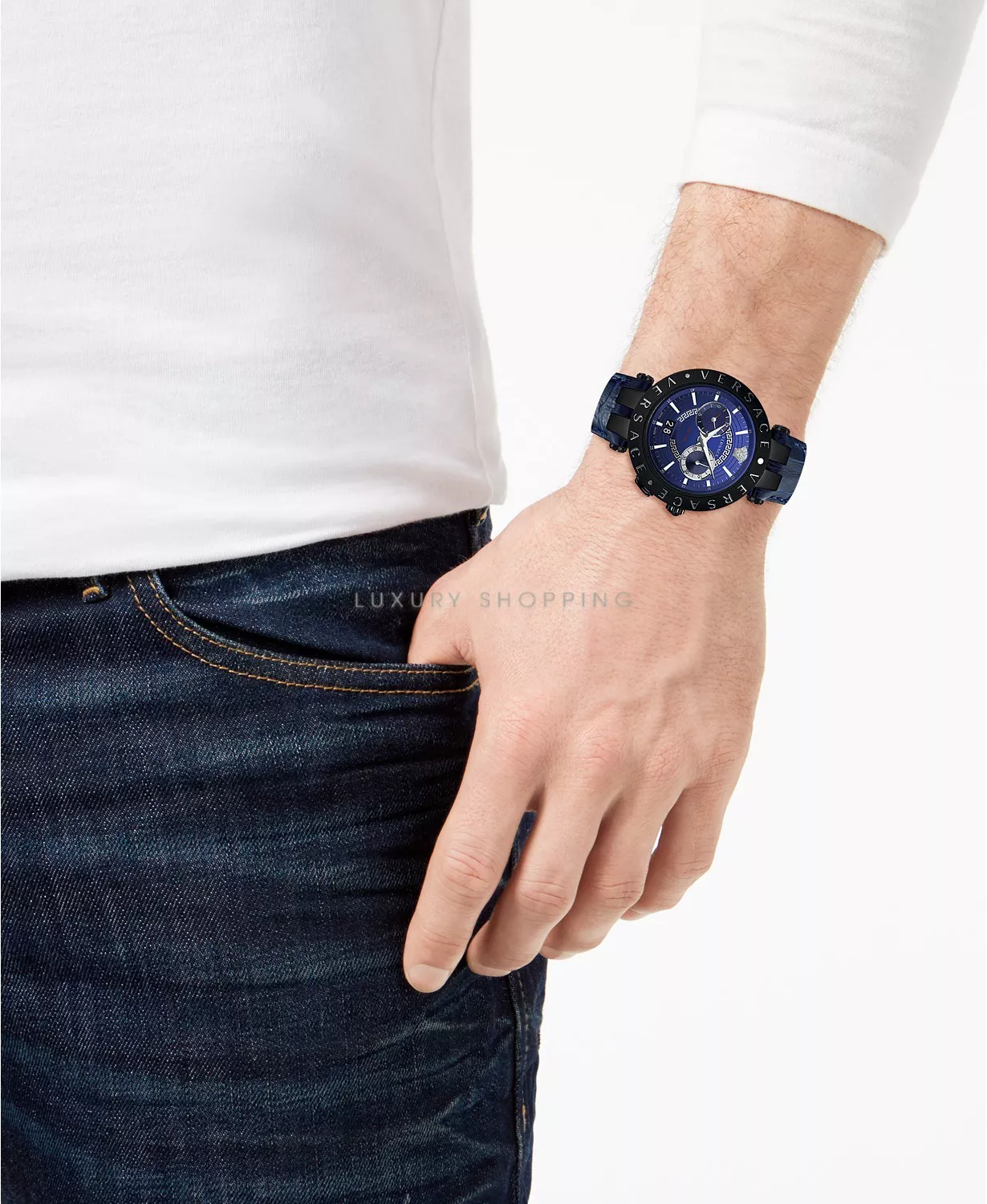 Versace V-Race Blue Swiss Watch 46mm