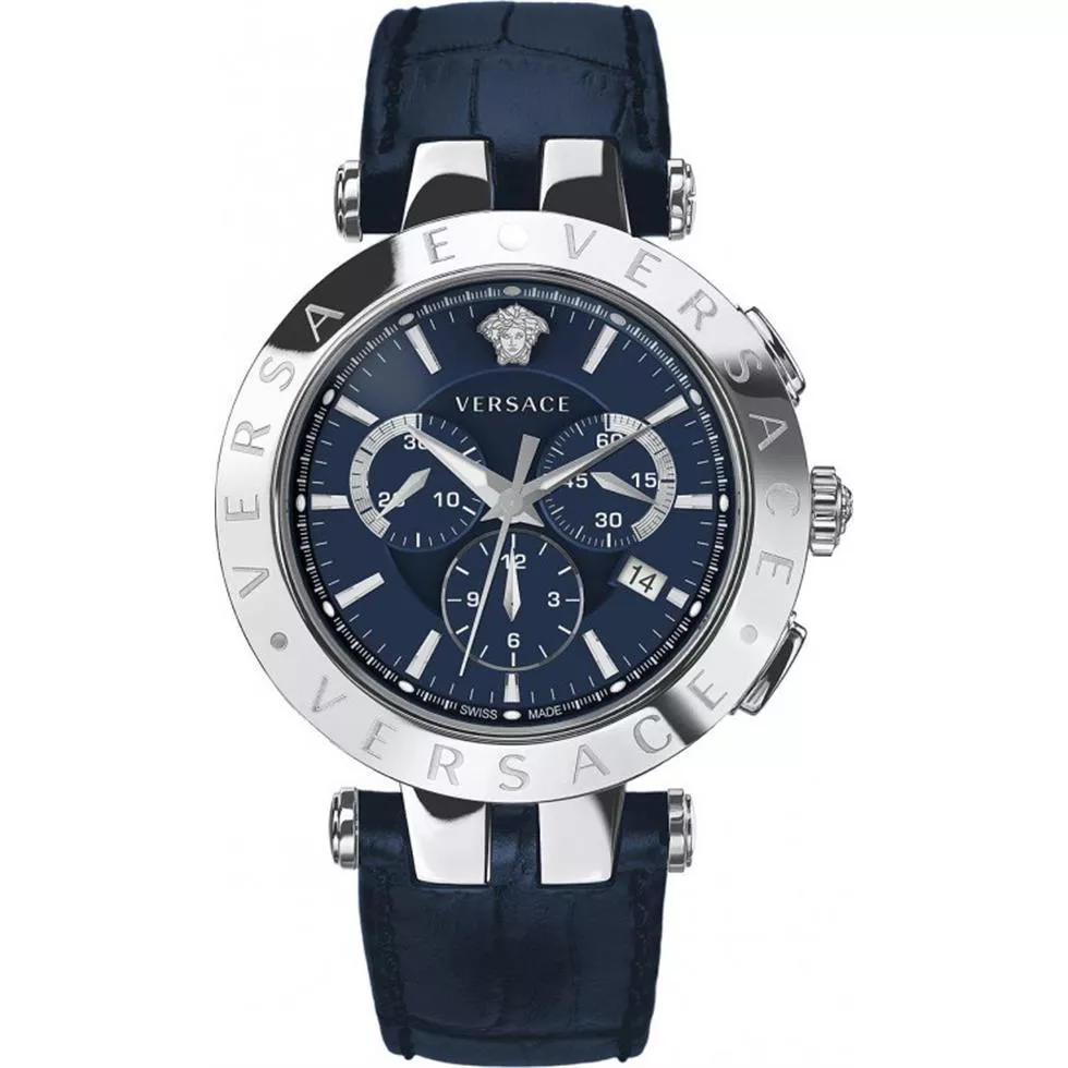 Versace V-Race Chrono Blue Watch 42mm