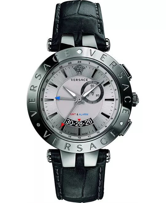 versace V-Race Grey GMT Alarm Watch 46mm 