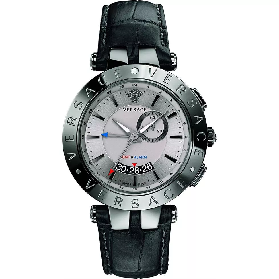versace V-Race Grey GMT Alarm Watch 46mm 