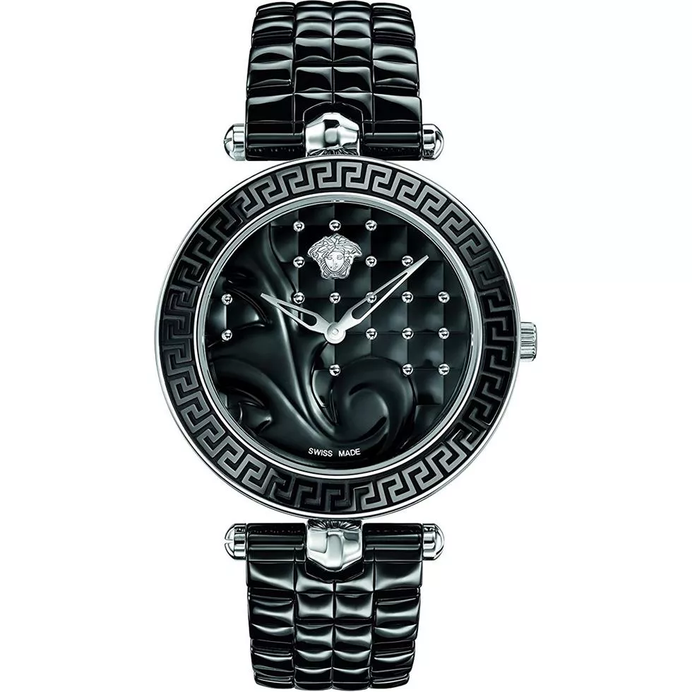 VERSACE Vanitas Black Quilted Watch 40mm