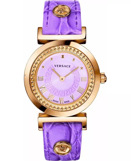 Versace Vanity Leather Purple Watch 35mm
