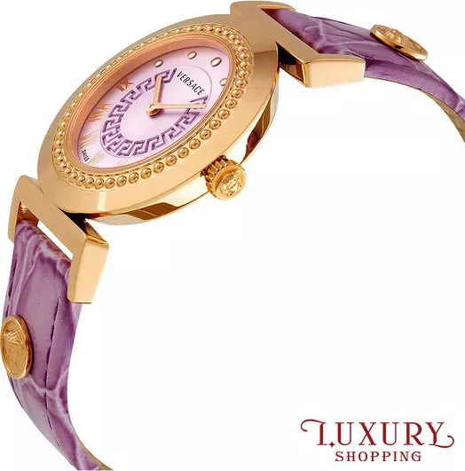 Versace Vanity Leather Purple Watch 35mm