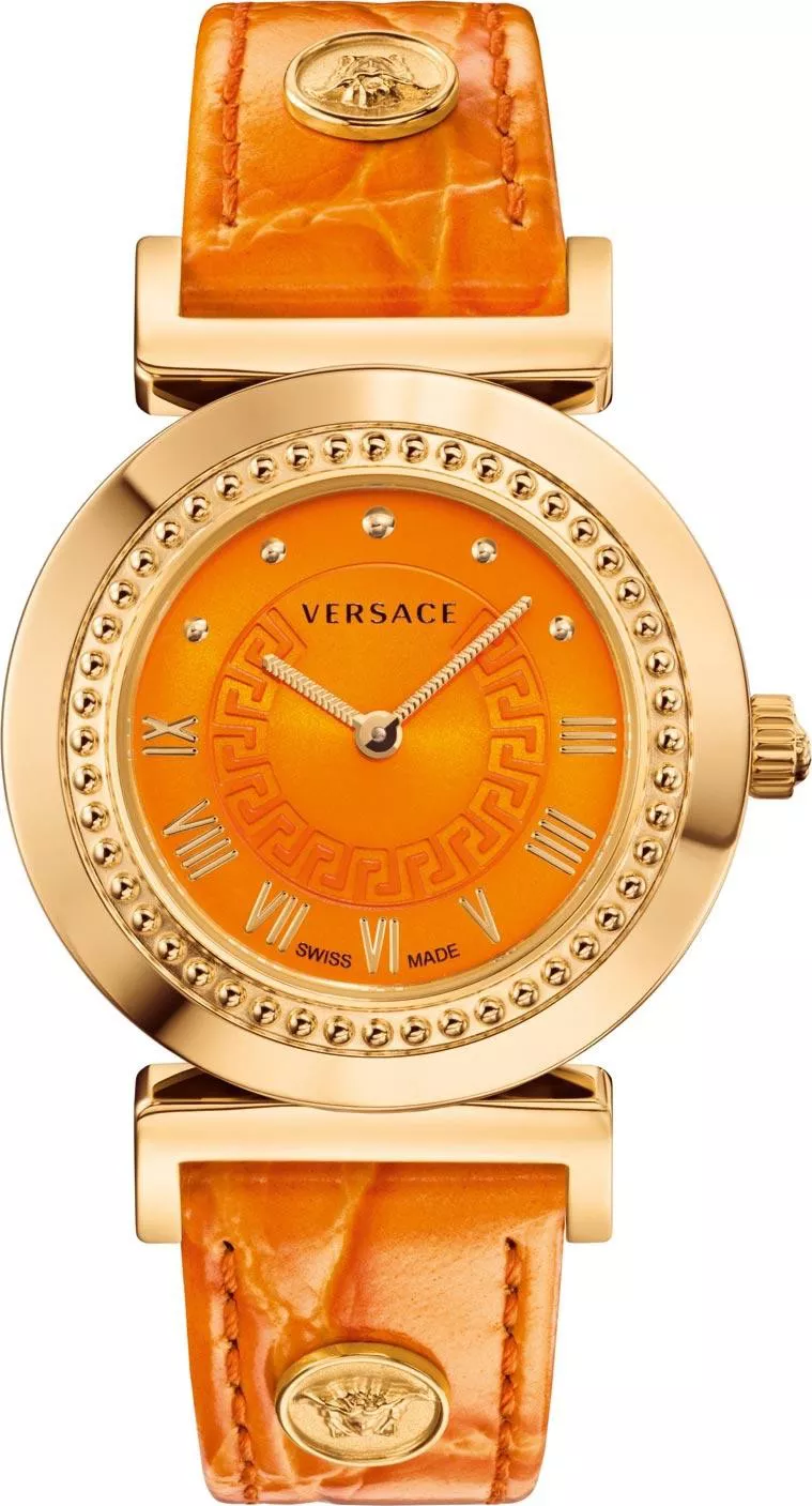 MSP: 66839 Versace VANITY Quartz Orange Watch 35mm 28,000,000