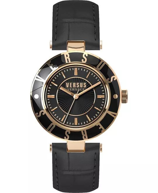 Versus by Versace Logo Black Leather Watch 34.5mm
