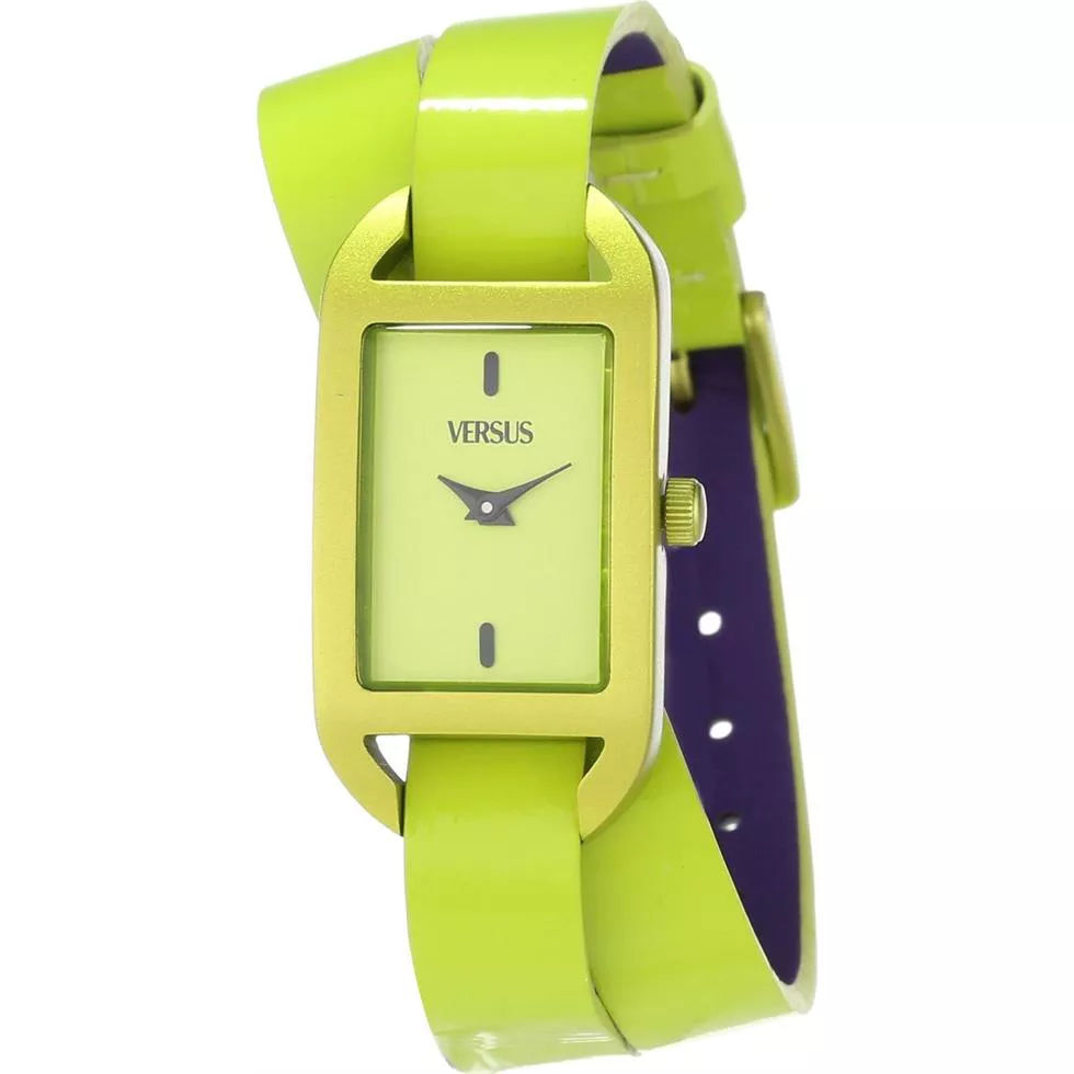 Versus Ibiza Yellow Dial Leather Watch 