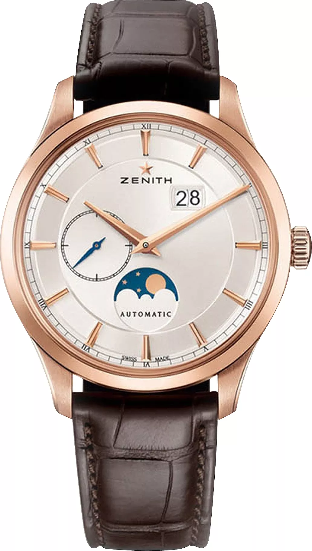  ZENITH Captain Moonphase 18kt Rose Gold Watch 40mm 