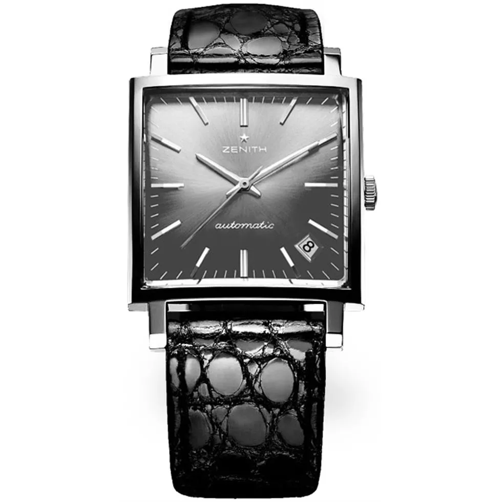 Zenith Mens Stainless Steel Leather 33mm X 33mm