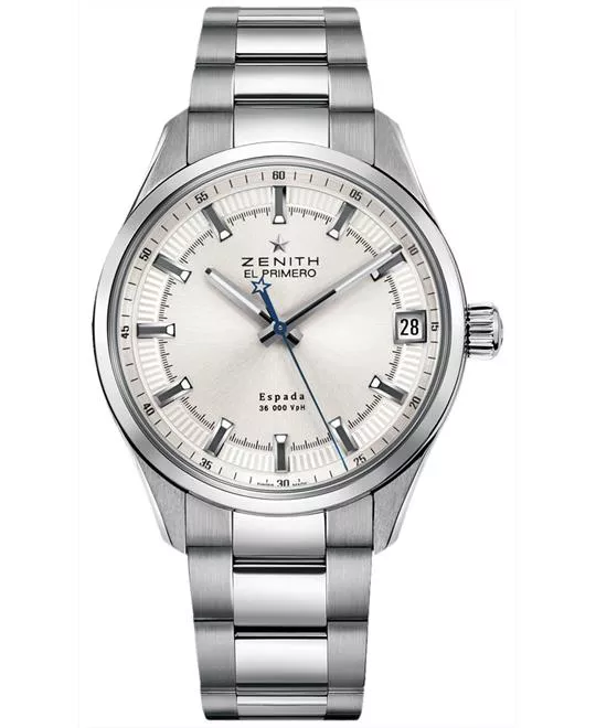 Zenith Mens Stainless Steel Resistant Sapphire 40mm