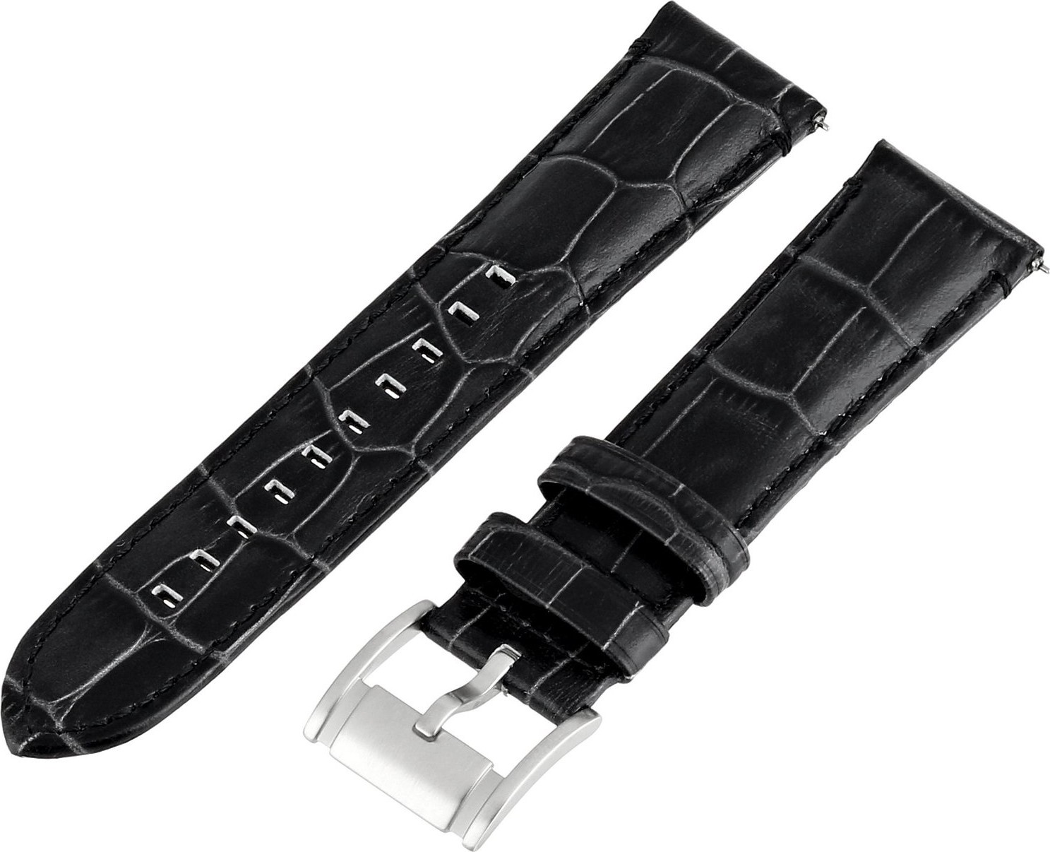 Fossil Men's Embossed Leather Watch Strap - Black 22mm