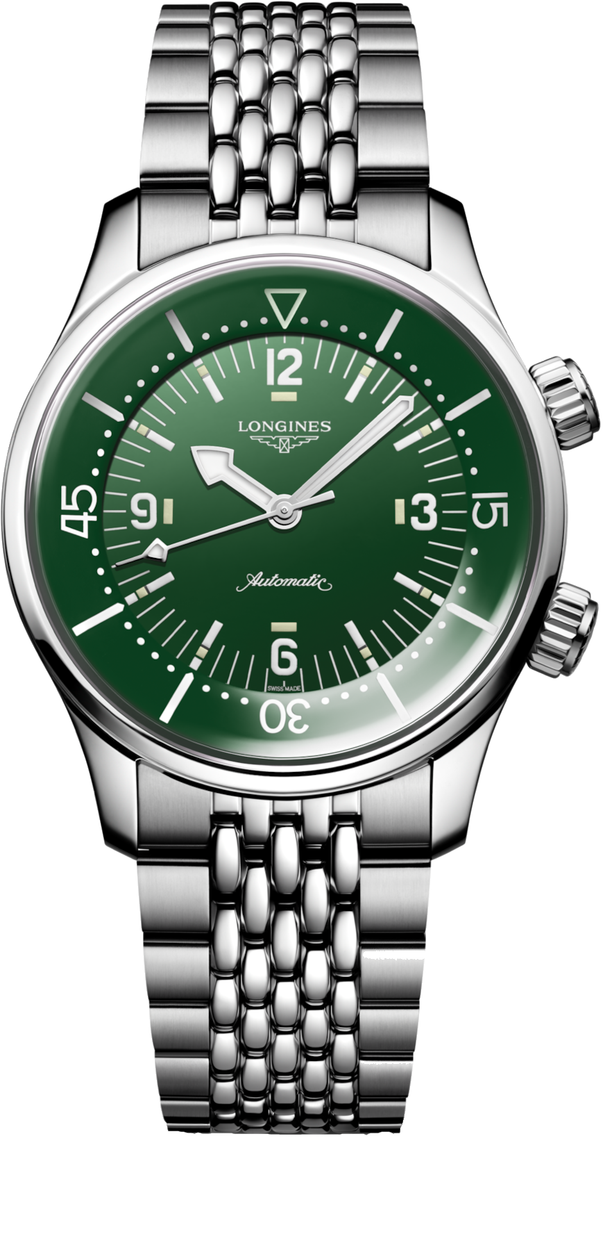 Longines Legend L3.764.4.06.6 Green-Tone Diver Watch 39mm