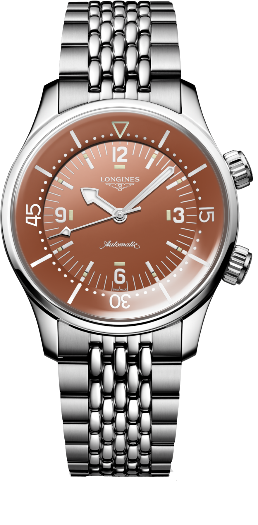 Longines Legend L3.764.4.96.6 Terracotta-Tone Diver Watch 39mm
