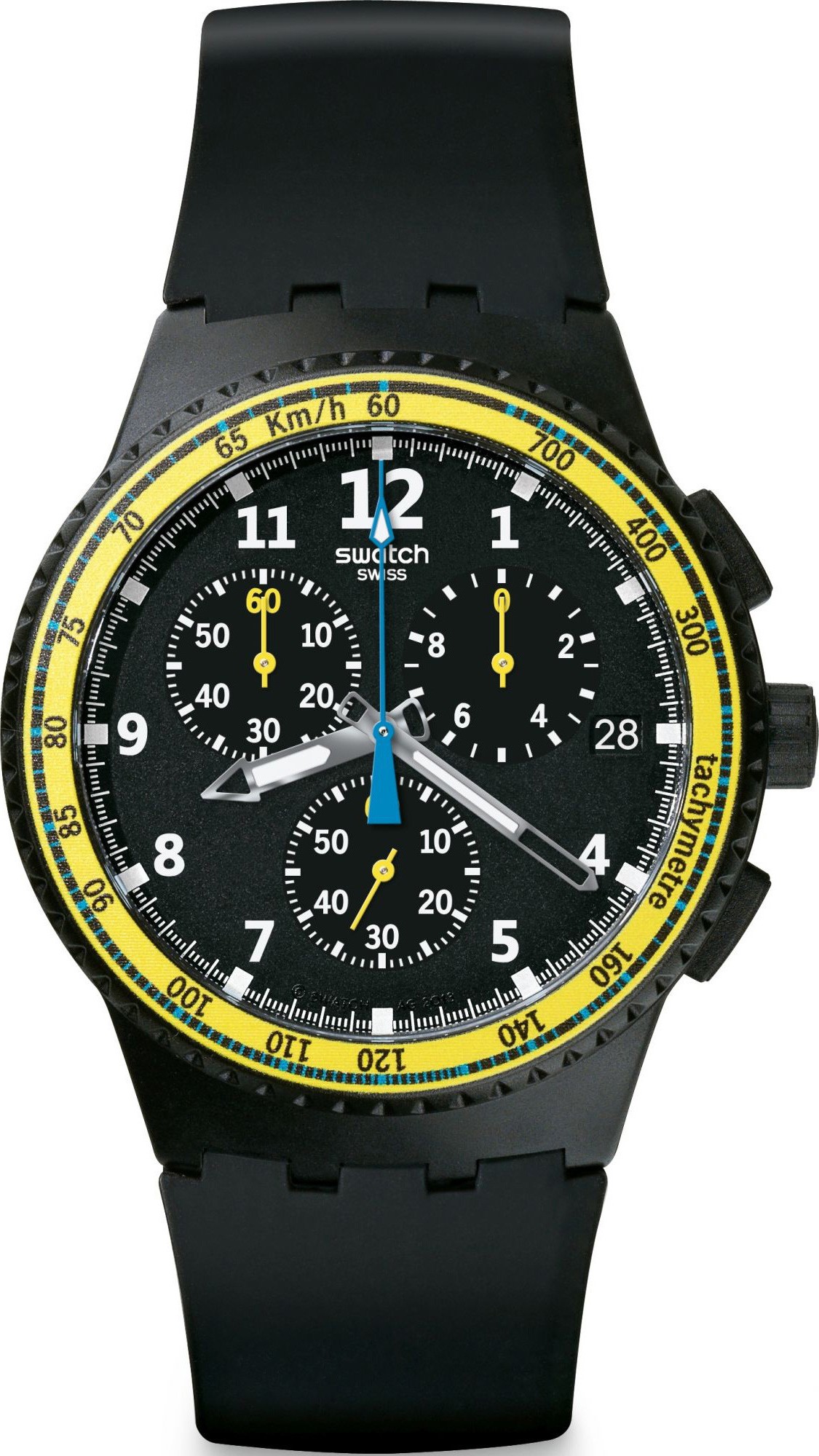 SWATCH Sifnos Chronograph Black Silicone Men's Watch 42mm