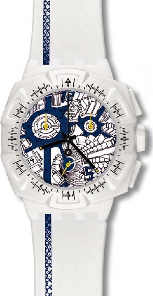 Swatch Swiss Map blue chronograph men's watch 43mm
