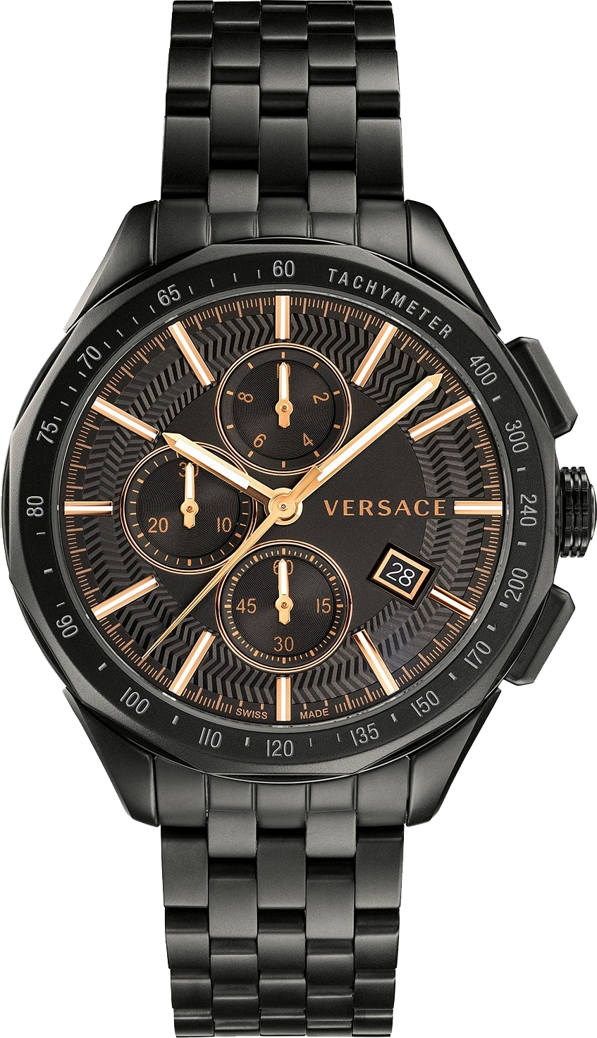 Versace Glaze Chronograph Black Watch 44mm