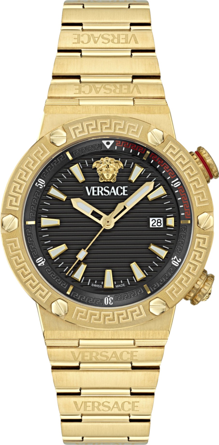 Versace Greca Logo Diver Gold Watch 43mm