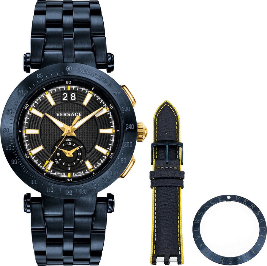 Versace V-Race Swiss Quartz Watch Set 42mm